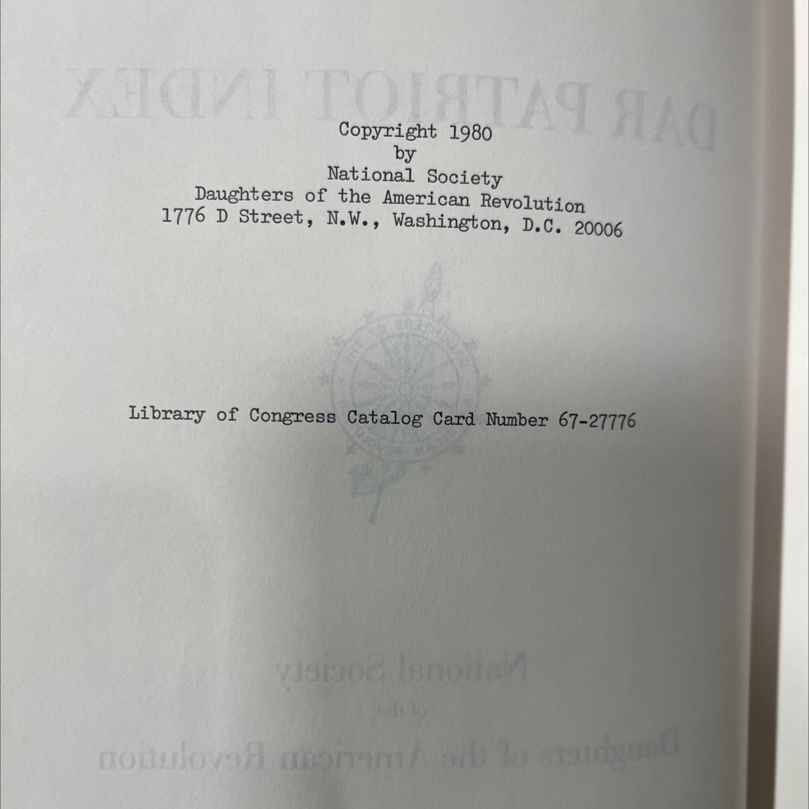 volume ii dar patriot index daughters american of the revolution book, by mrs. george Upham baylies, 1980 Hardcover image 3