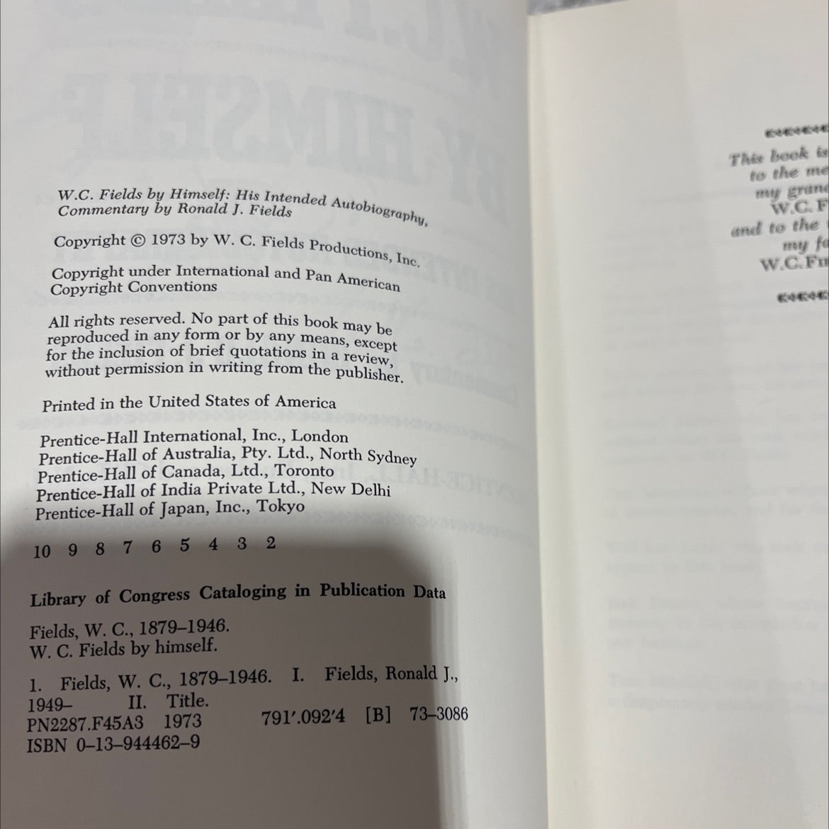 w.c. fields by himself: his intended autobiography book, by w.c. fields, 1973 Hardcover image 3
