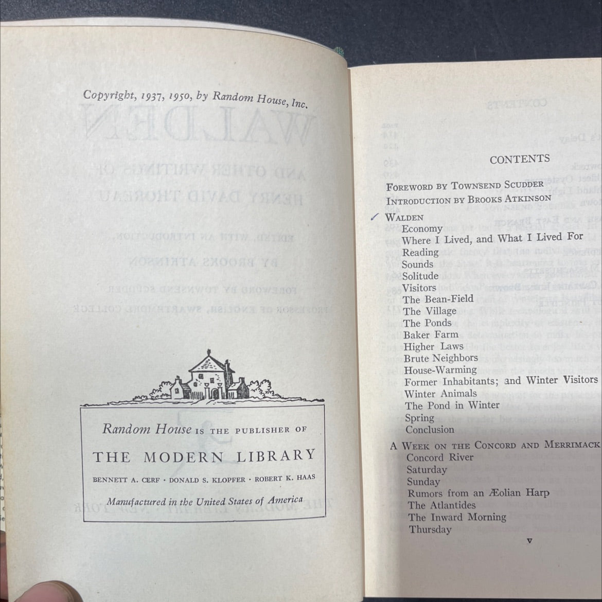 walden and other writings of henry david thoreau book, by henry david thoreau, 1950 Hardcover image 3