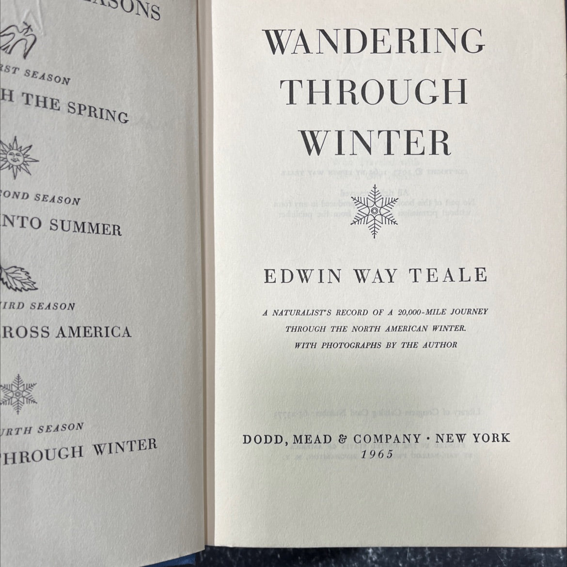 wandering through winter book, by edwin way teale, 1965 Hardcover image 2