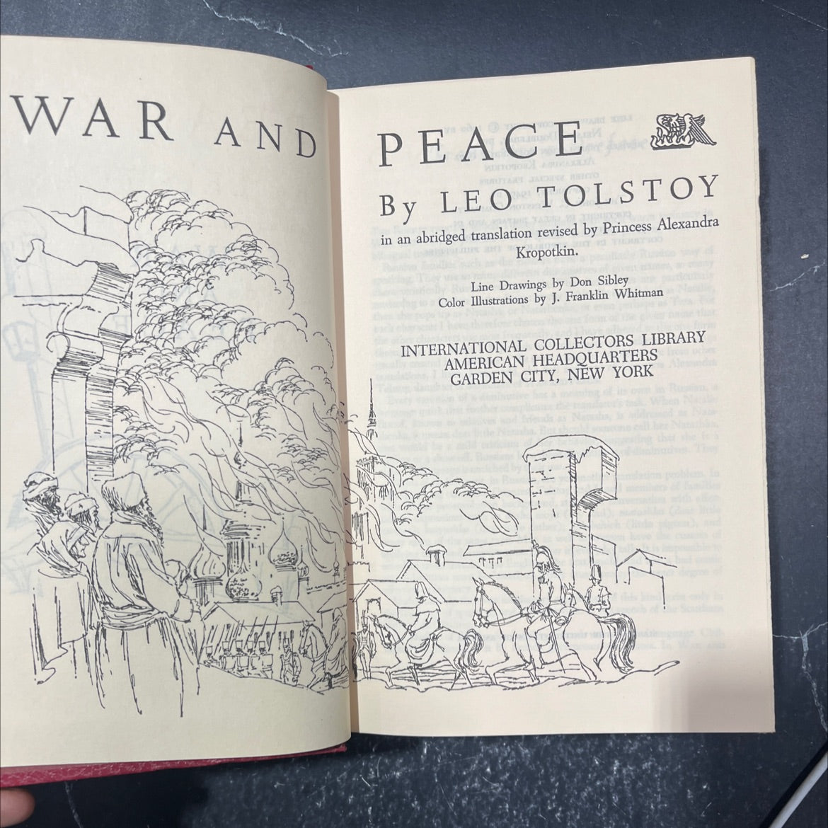 war and peace book, by leo tolstoy, 1949 Leather image 2