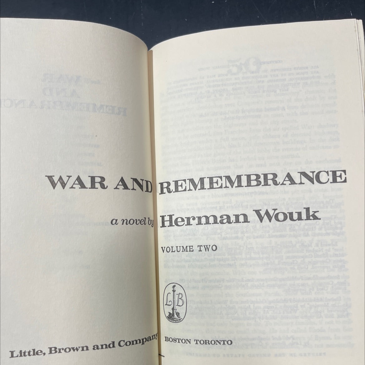 war and remembrance book, by herman wouk, 1978 Hardcover image 2