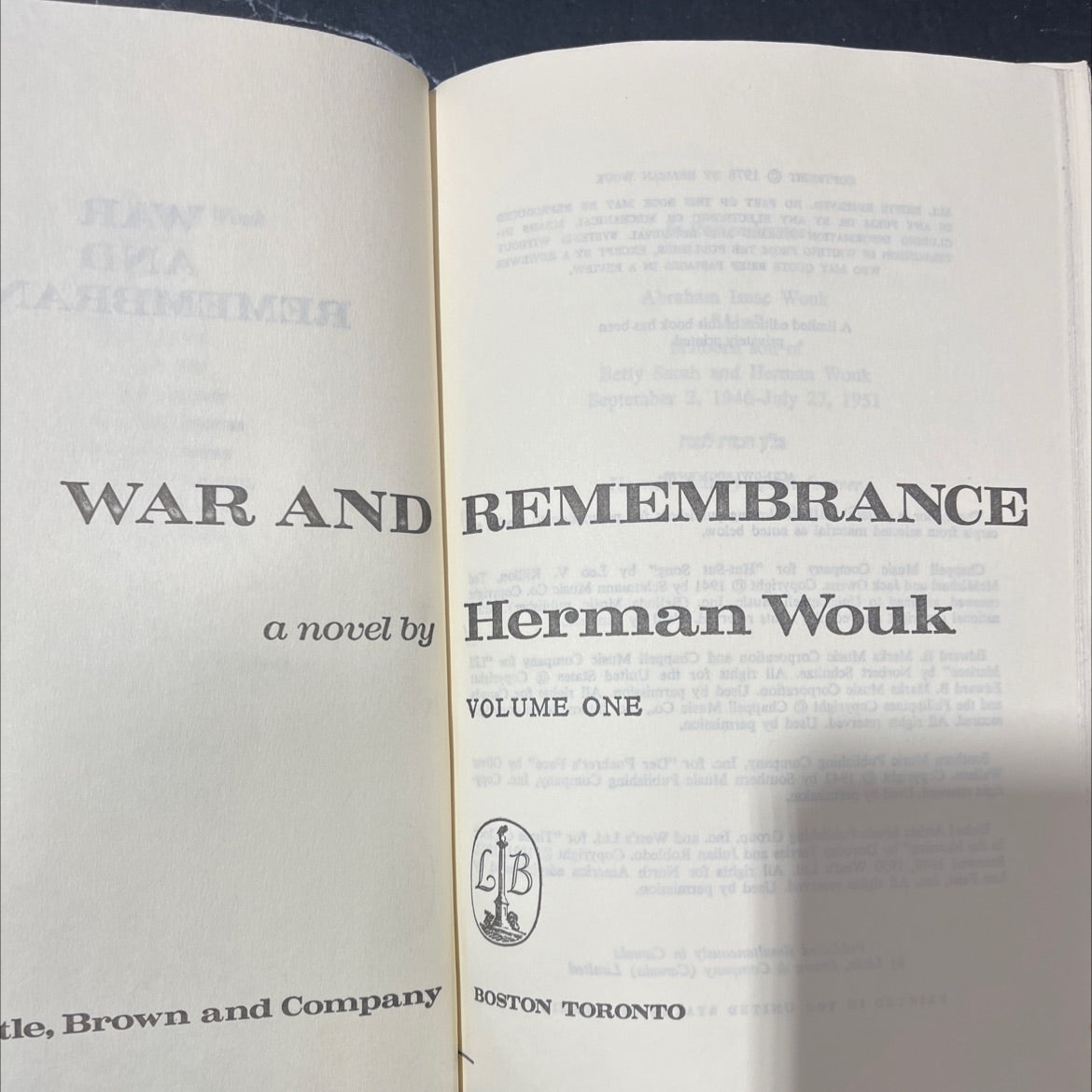 war and remembrance book, by herman wouk, 1978 Hardcover image 2