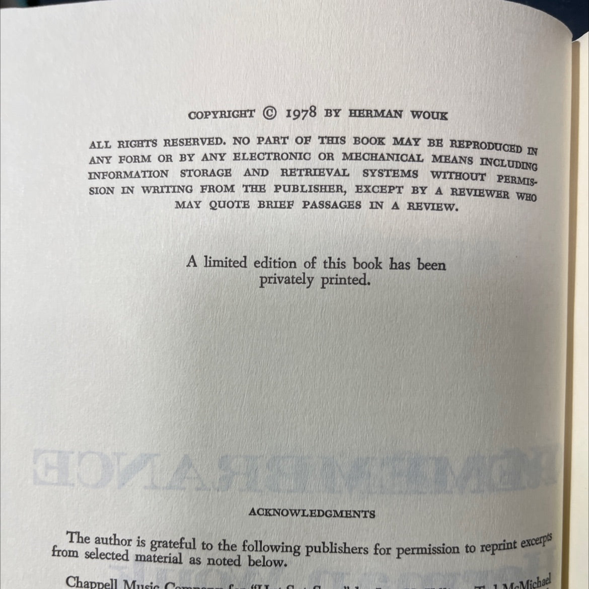 war and remembrance book, by herman wouk, 1978 Hardcover image 3