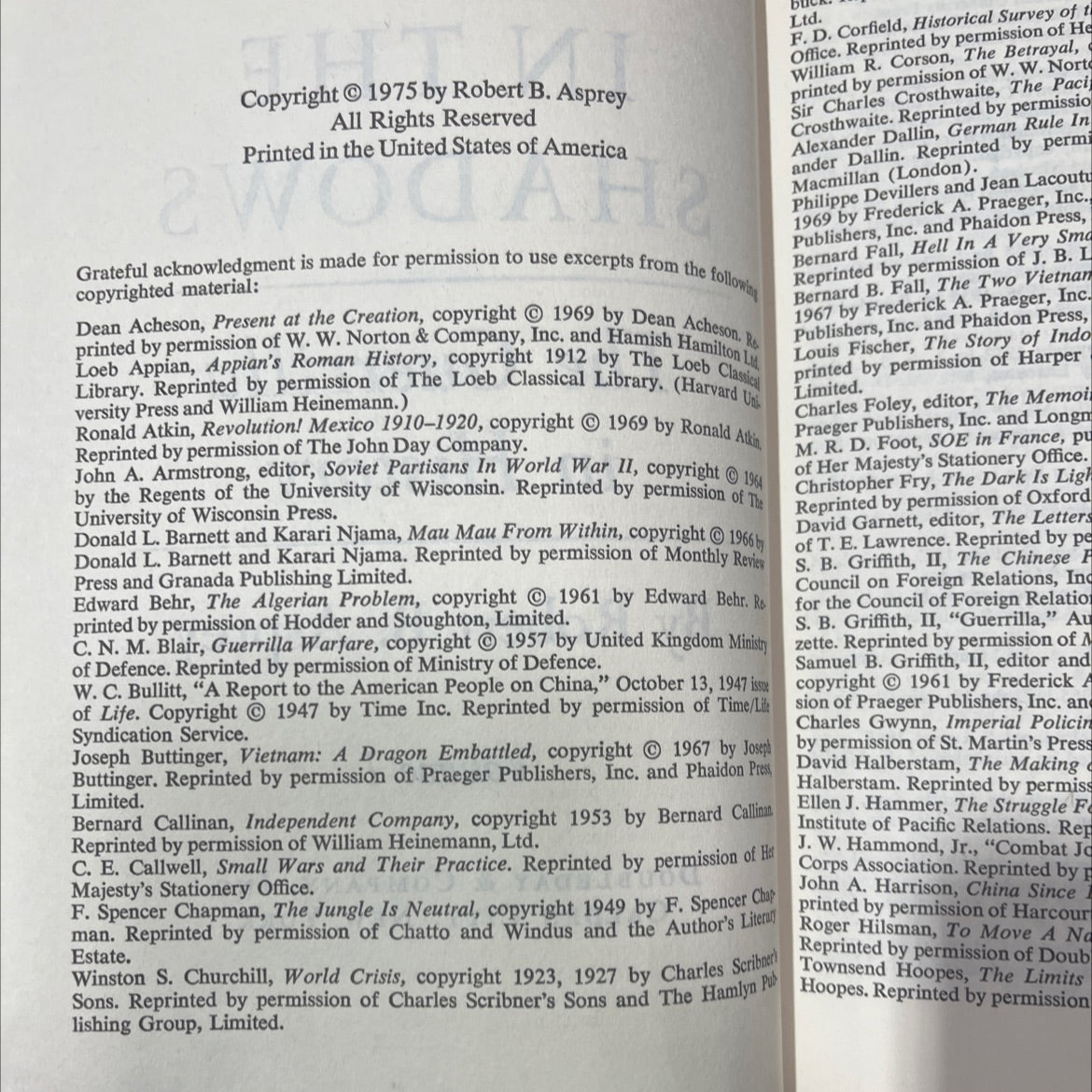 war in the shadows the guerrilla in history book, by Robert B. Asprey, 1975 Hardcover image 3