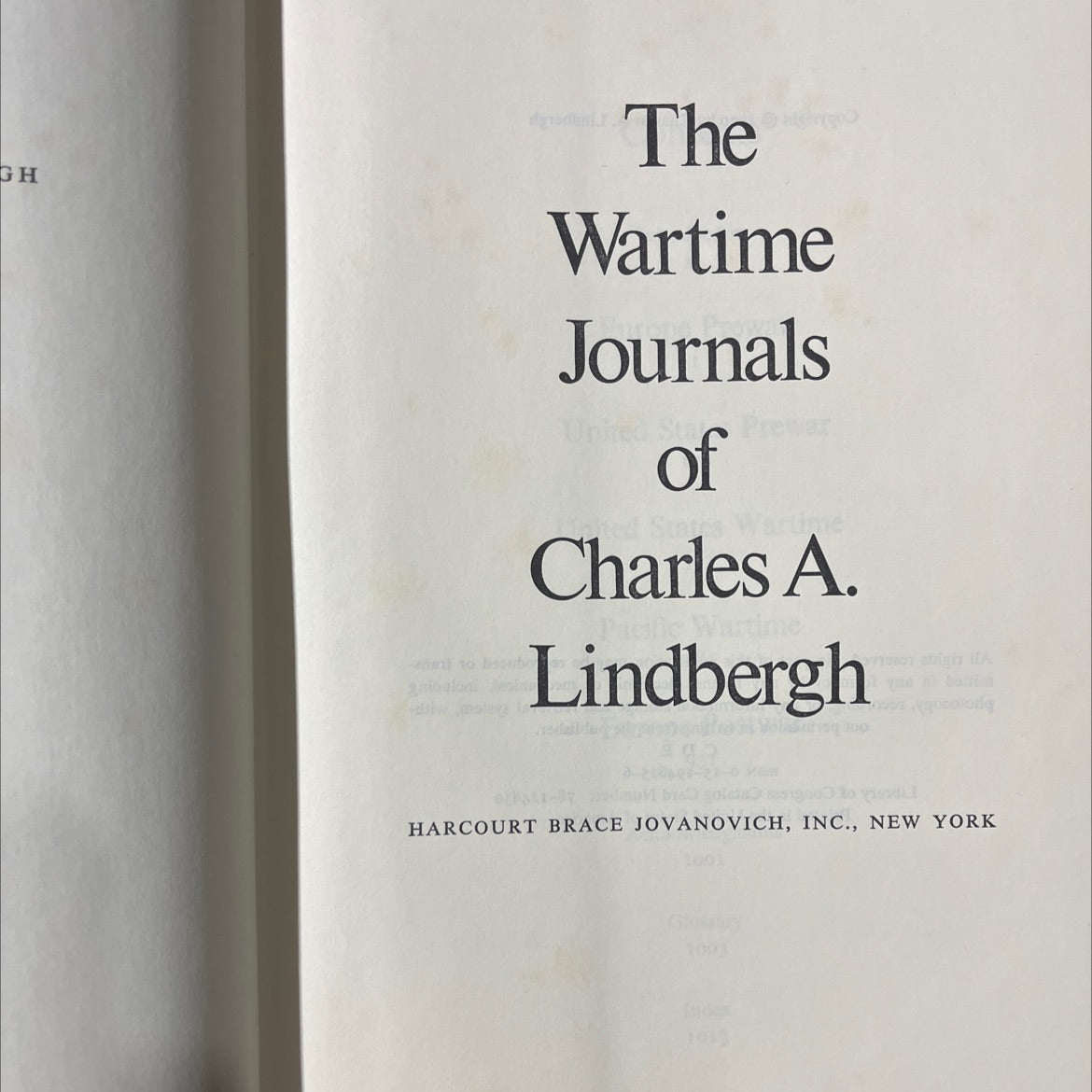 wartime journals of charles a. lindbergh book, by charles a. lindbergh, 1970 Hardcover image 2