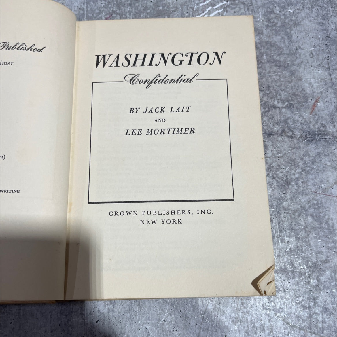 washington confidential book, by jack lait and lee mortimer, 1951 Hardcover image 2