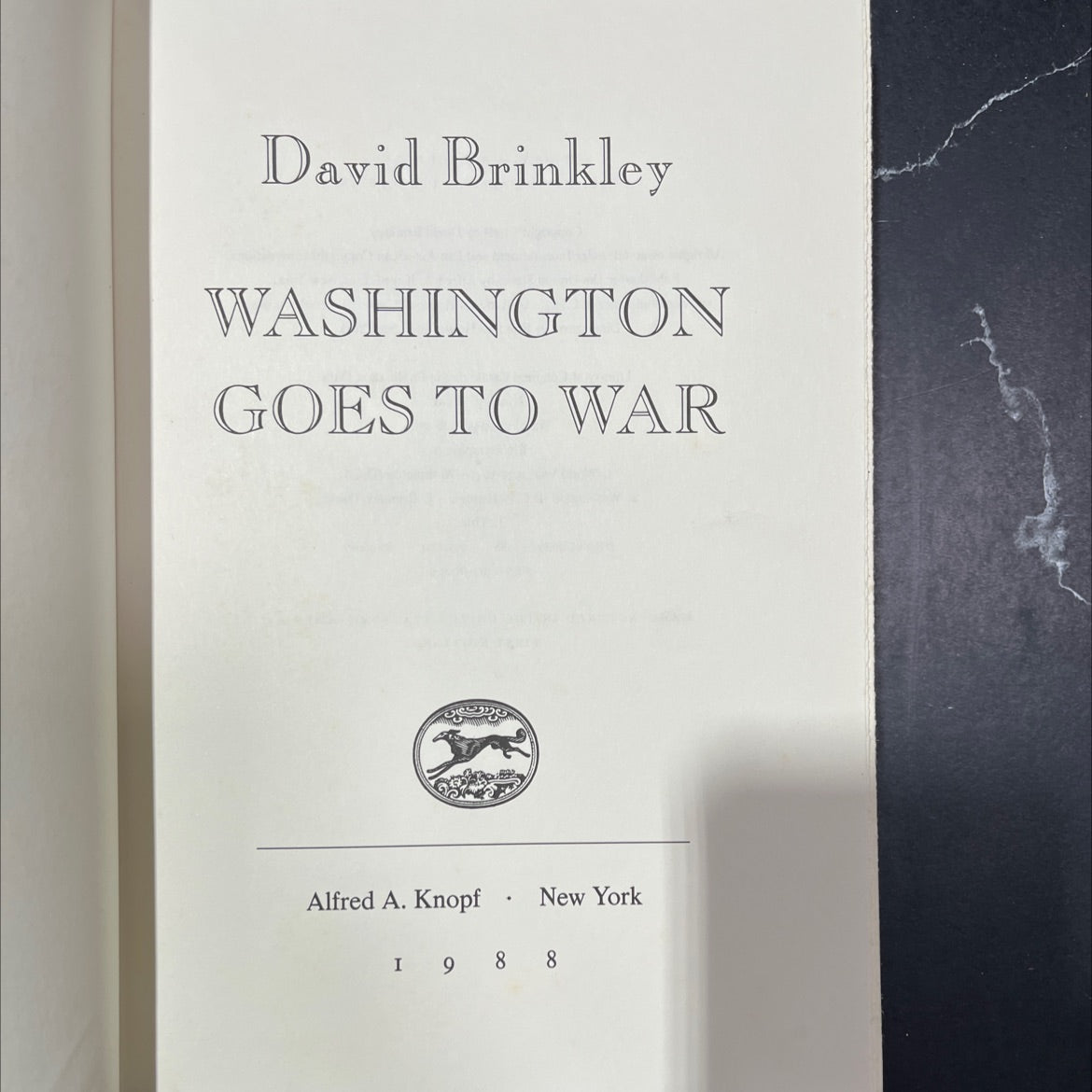 washington goes to war book, by David Brinkley, 1988 Hardcover, First Edition image 2