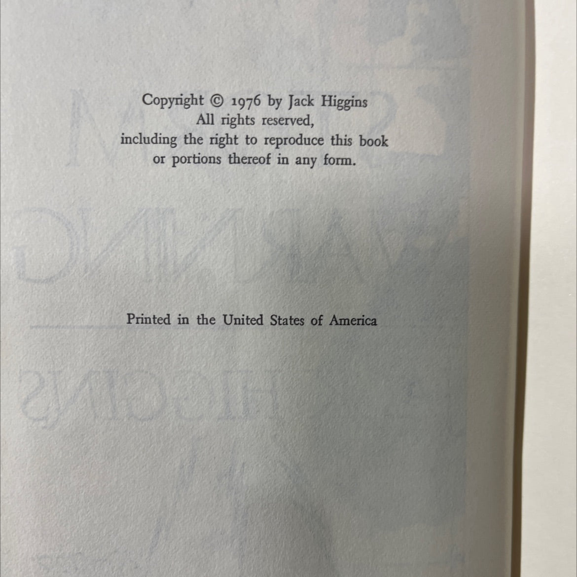 washington reef book, by Jack Higgins, 1976 Hardcover image 3
