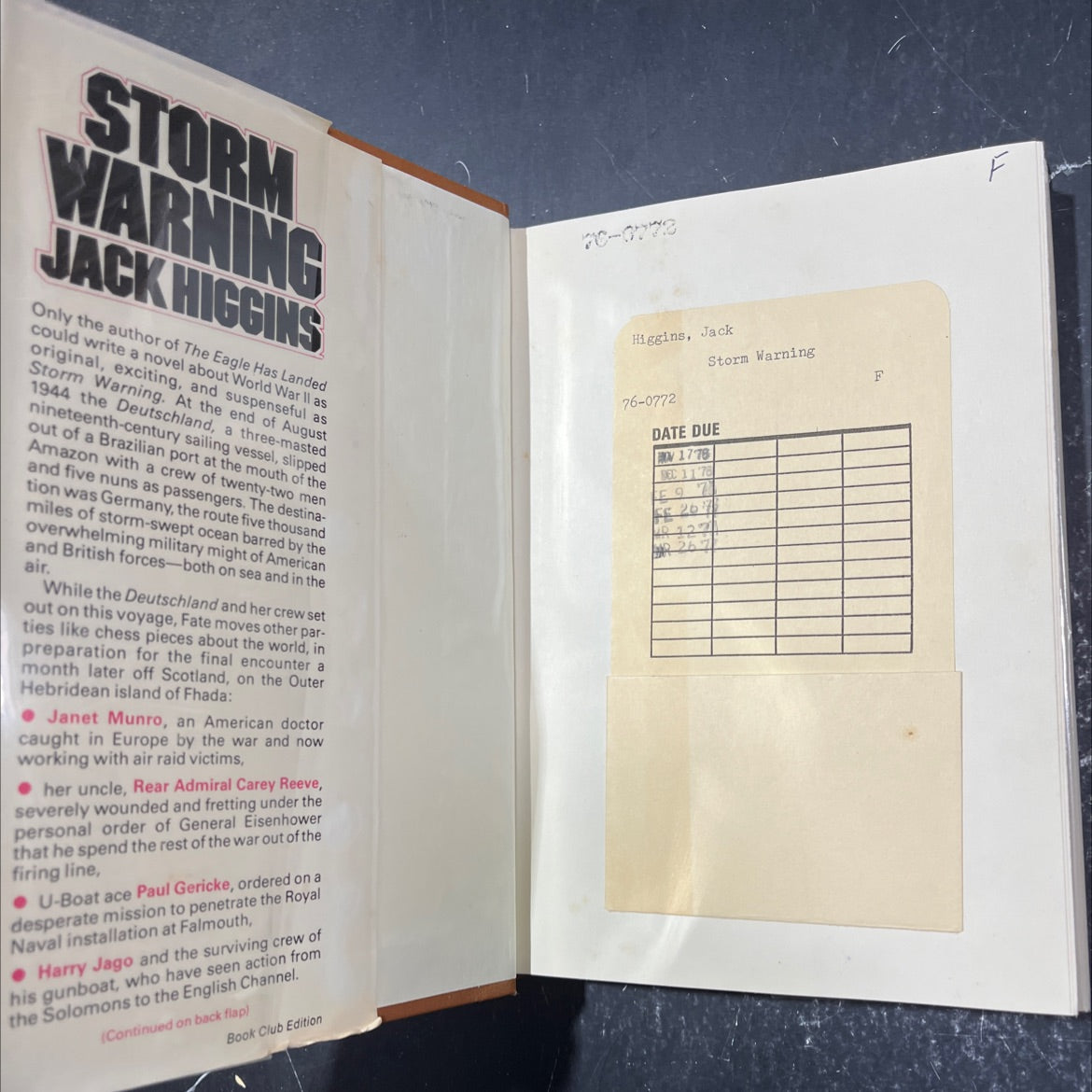 washington reef book, by Jack Higgins, 1976 Hardcover image 4