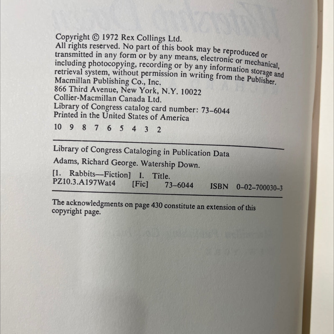 watership down book, by richard adams, 1972 Hardcover image 3