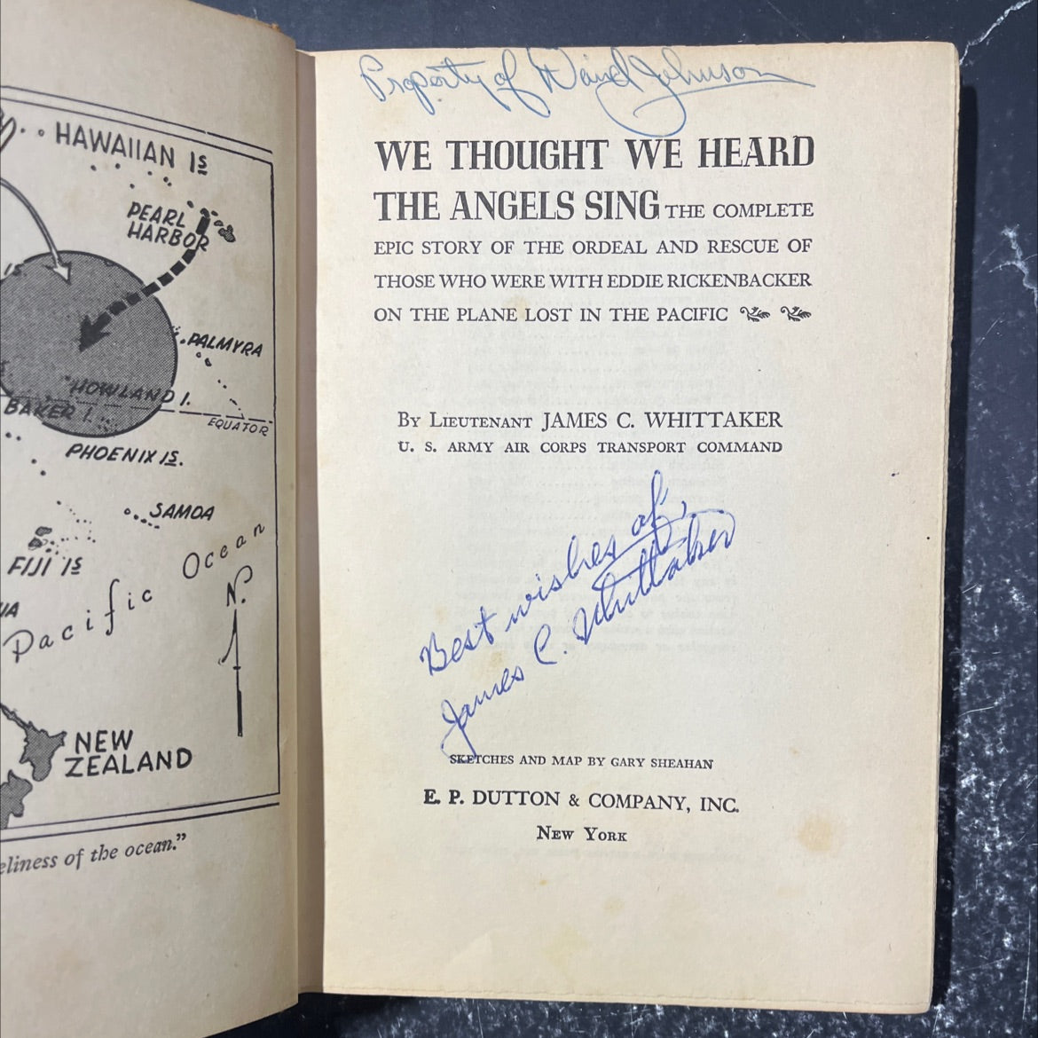 SIGNED we thought we heard the angels sing book, by lieutenant james c. whittaker, 1948 Hardcover, Vintage image 2