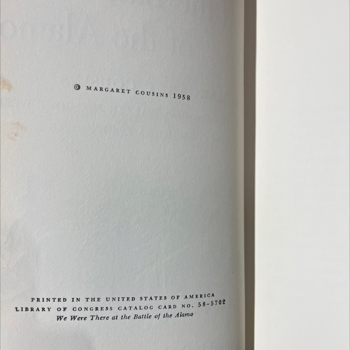 we were there at the battle of the alamo book, by margaret cousins, 1958 Hardcover image 3