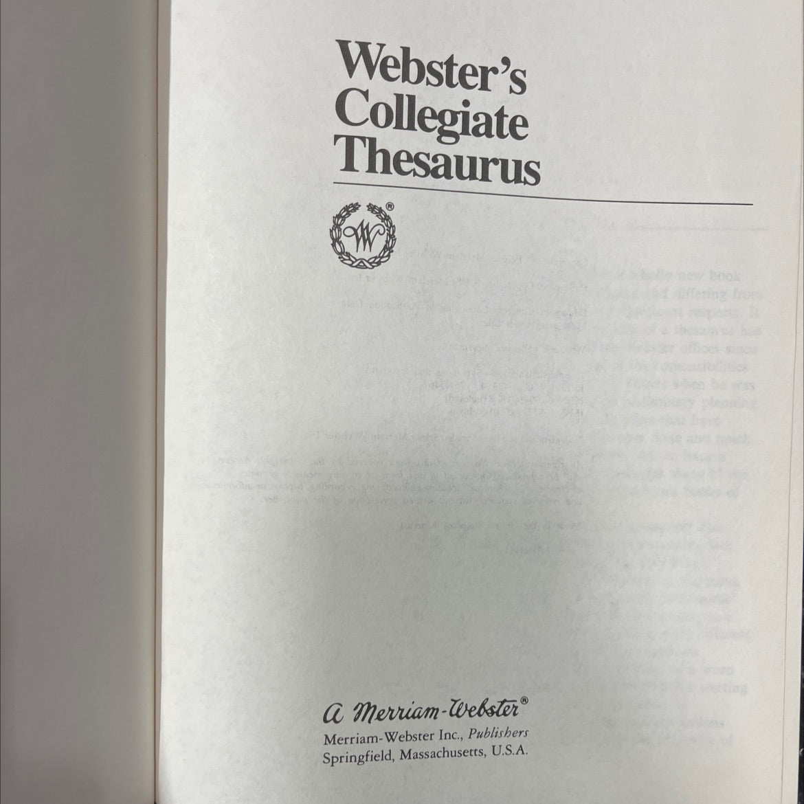 webster's collegiate thesaurus book, by merriam-webster inc., 1976 Hardcover image 2