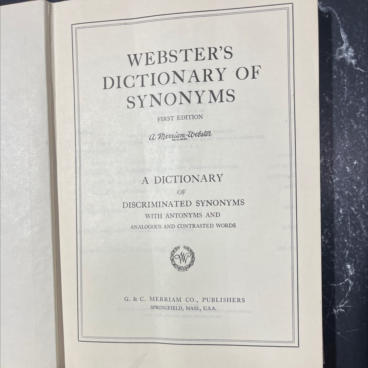 webster's dictionary of synonyms book, by unknown, 1951 Hardcover image 2