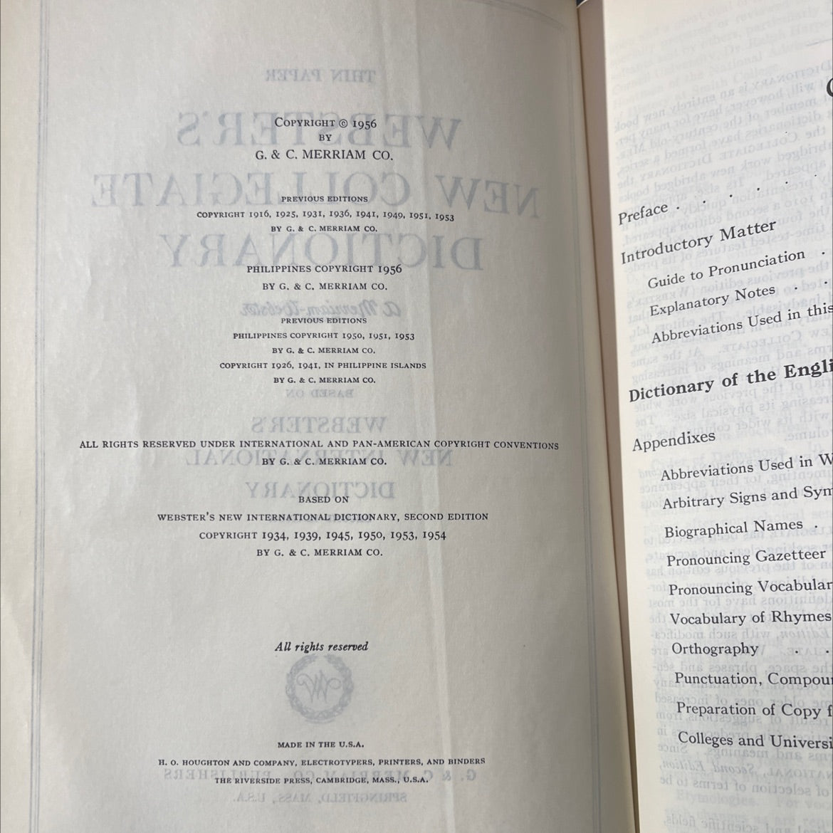 webster's new collegiate dictionary book, by g. & c. merriam co., 1956 Leather image 3
