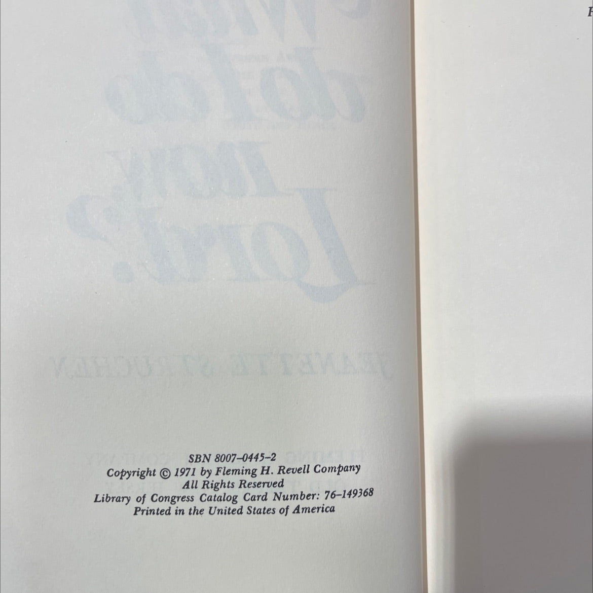 what do i do now lord? book, by jeanette struchen, 1971 Hardcover image 3