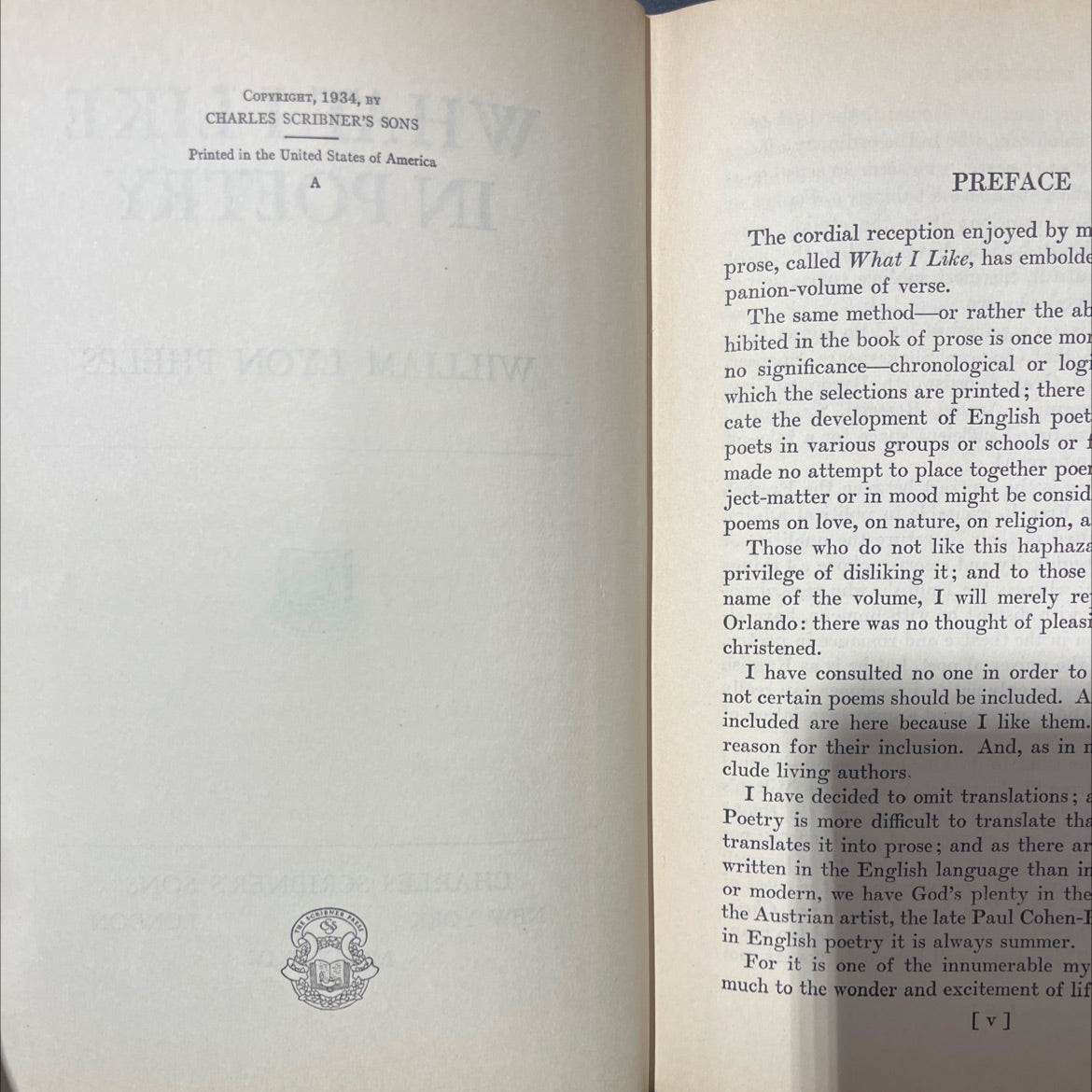 what i like in poetry book, by william lyon phelps, 1934 Hardcover image 3