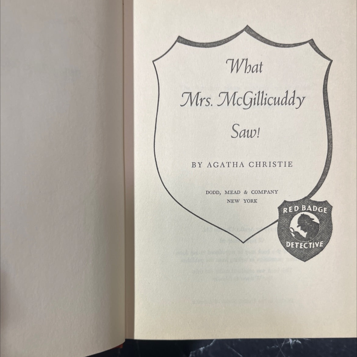 what mrs. mcgillicuddy saw book, by agatha christie, 1957 Hardcover image 2
