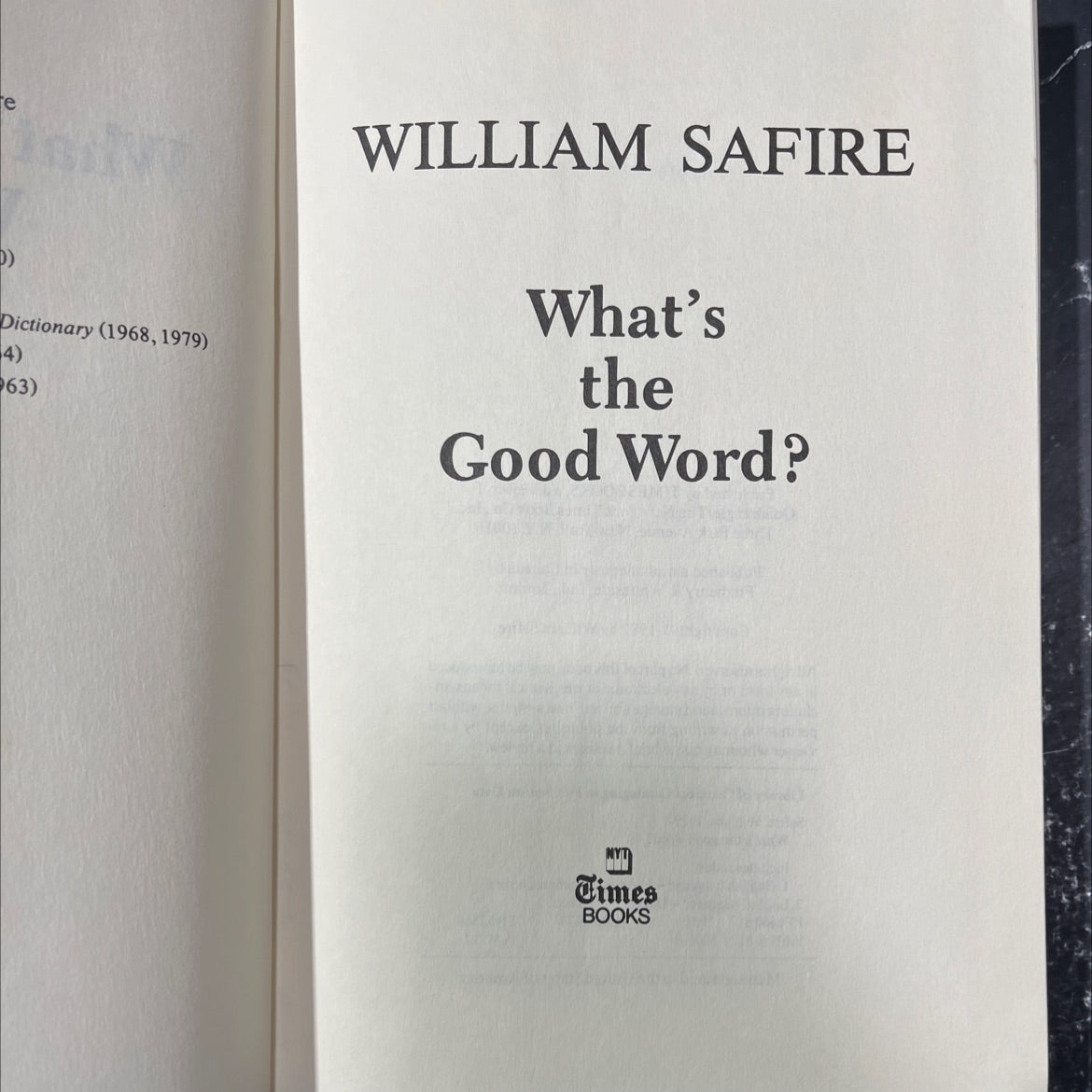 what's the good word? book, by William Safire, 1982 Hardcover image 2