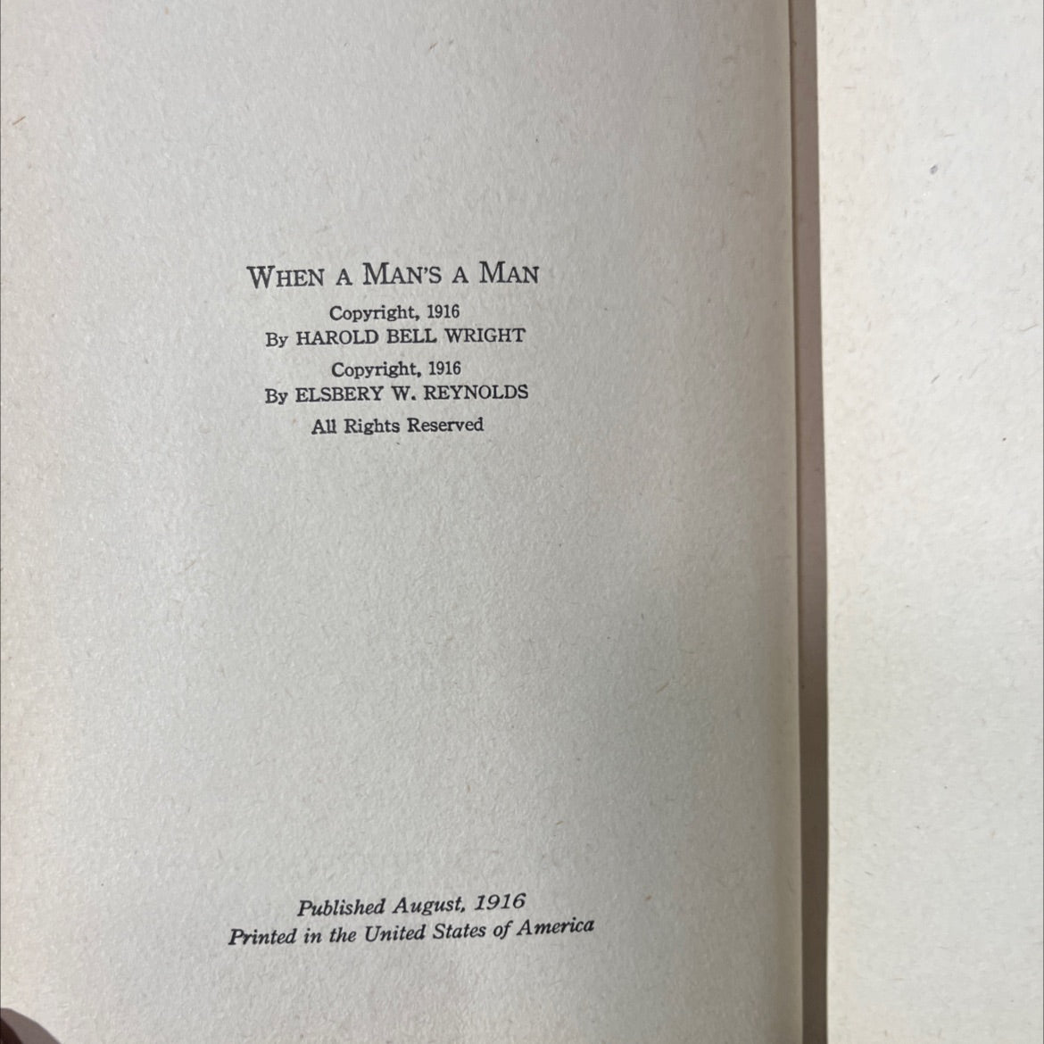 when a man's a man book, by harold bell wright, 1916 Hardcover image 3