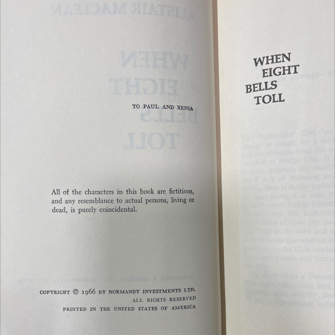 when eight bells toll book, by alistair maclean, 1966 Hardcover image 3