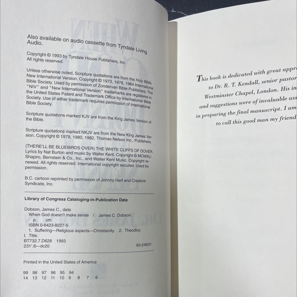 when god doesn't make sense book, by dr. james dobson, 1993 Hardcover image 3