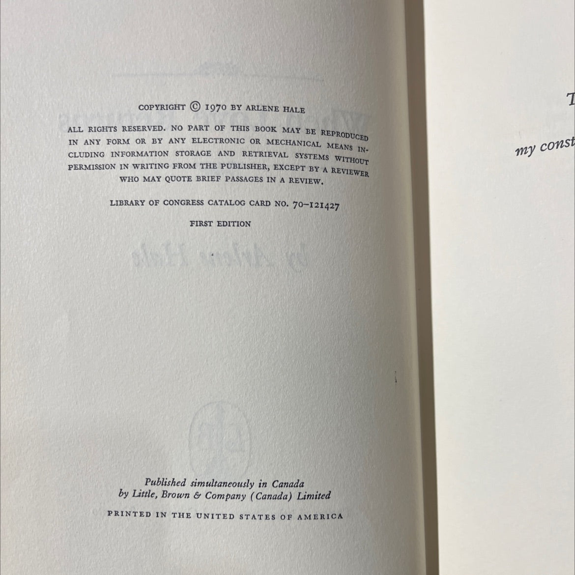 when love returns book, by arlene hale, 1970 Hardcover image 3