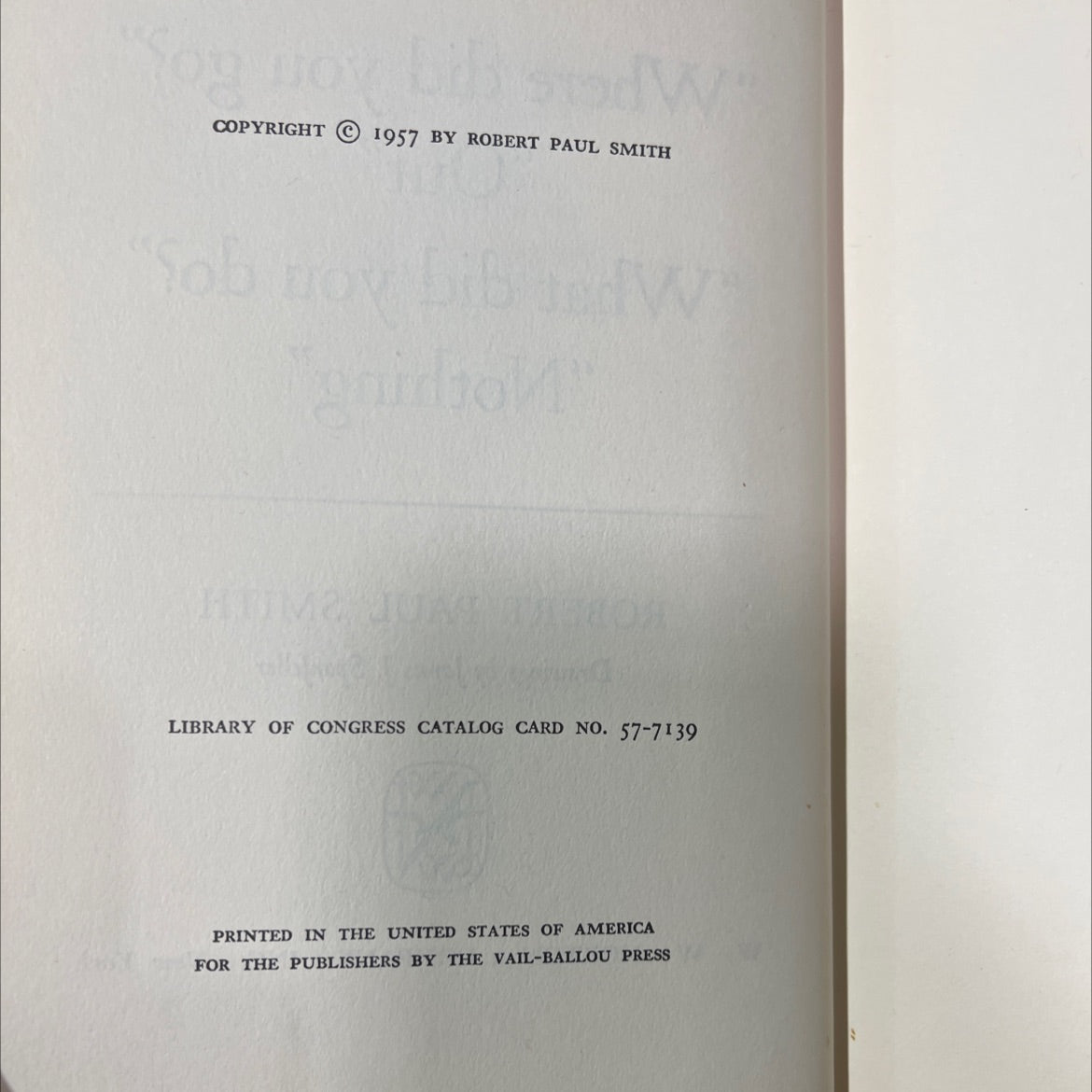 where did you go? book, by robert paul smith, 1957 Hardcover image 3