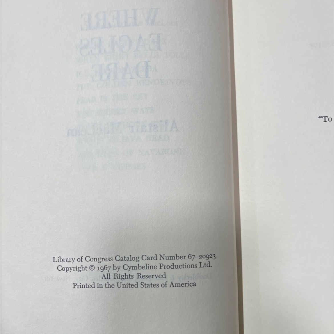 where eagles dare book, by alistair maclean, 1967 Hardcover image 3
