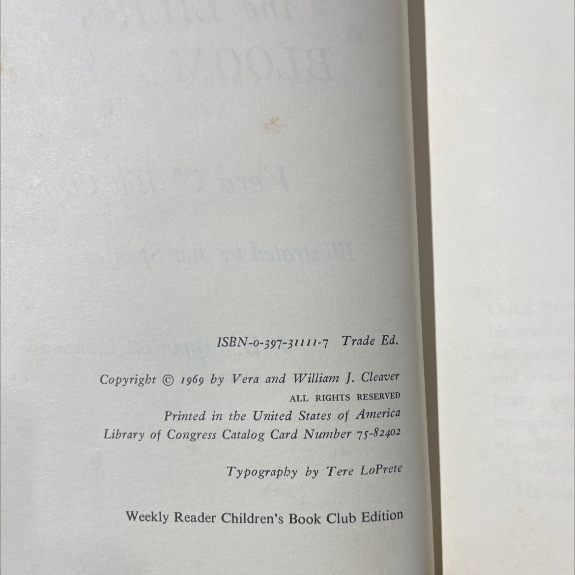 where the lilies bloom book, by Vera & Bill Cleaver, 1969 Hardcover image 3