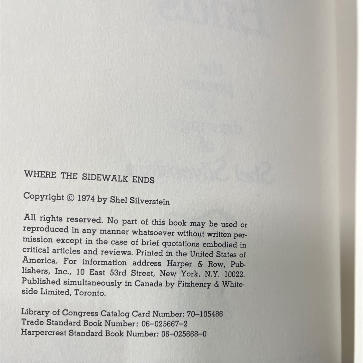 where the sidewalk ends book, by Shel Silverstein, 1974 Hardcover image 3
