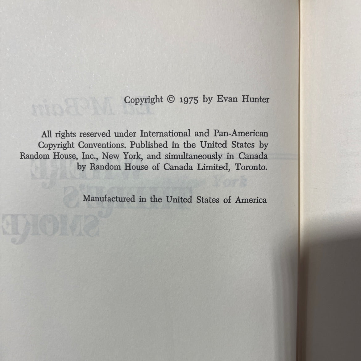where there's smoke book, by Ed McBain, 1975 Hardcover image 3