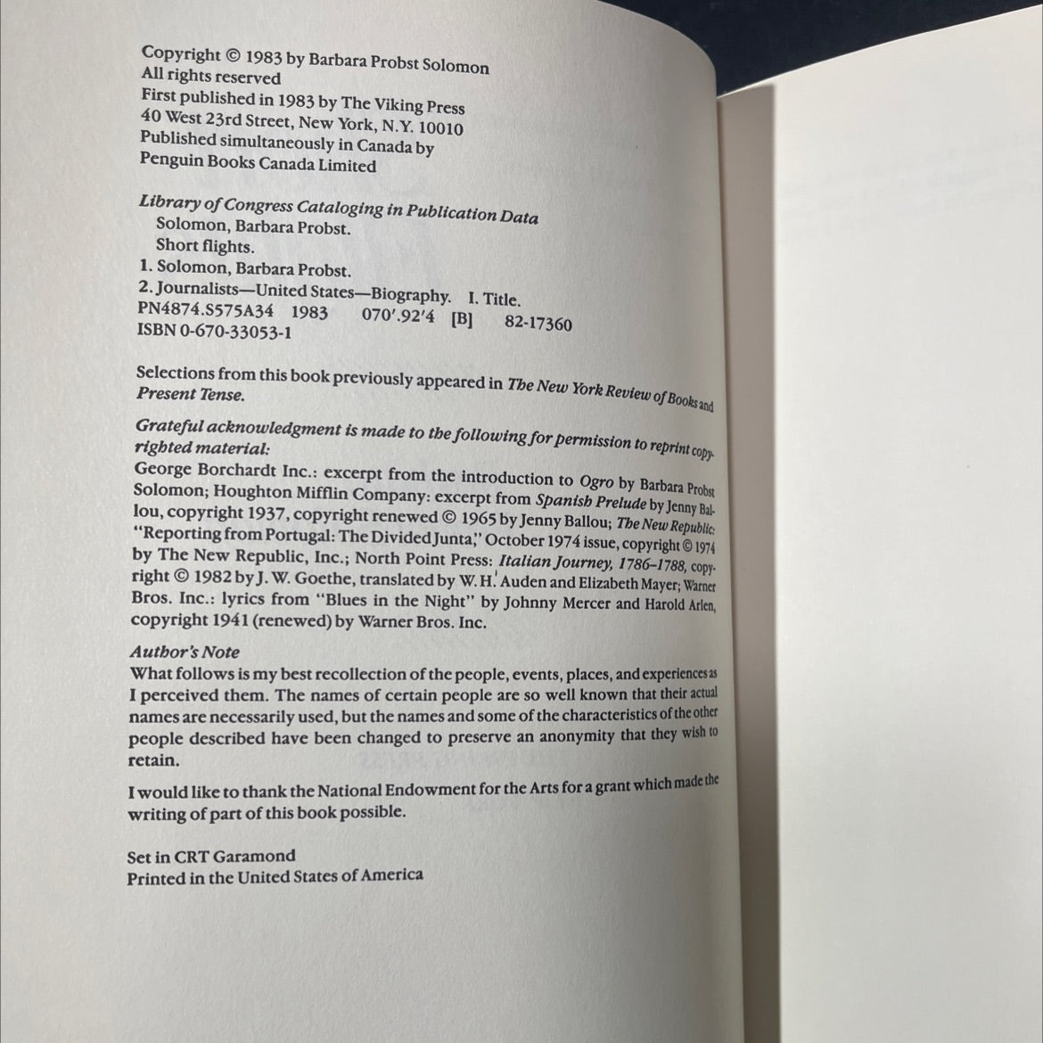 where we started book, by barbara probst solomon, 1983 Hardcover image 3