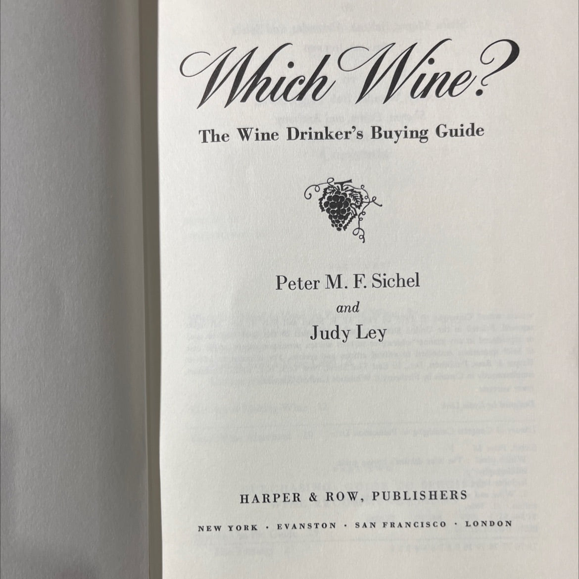 SIGNED which wine? the wine drinker's buying guide book, by Peter M. F. Sichel and Judy Ley, 1975 Hardcover, Vintage image 2