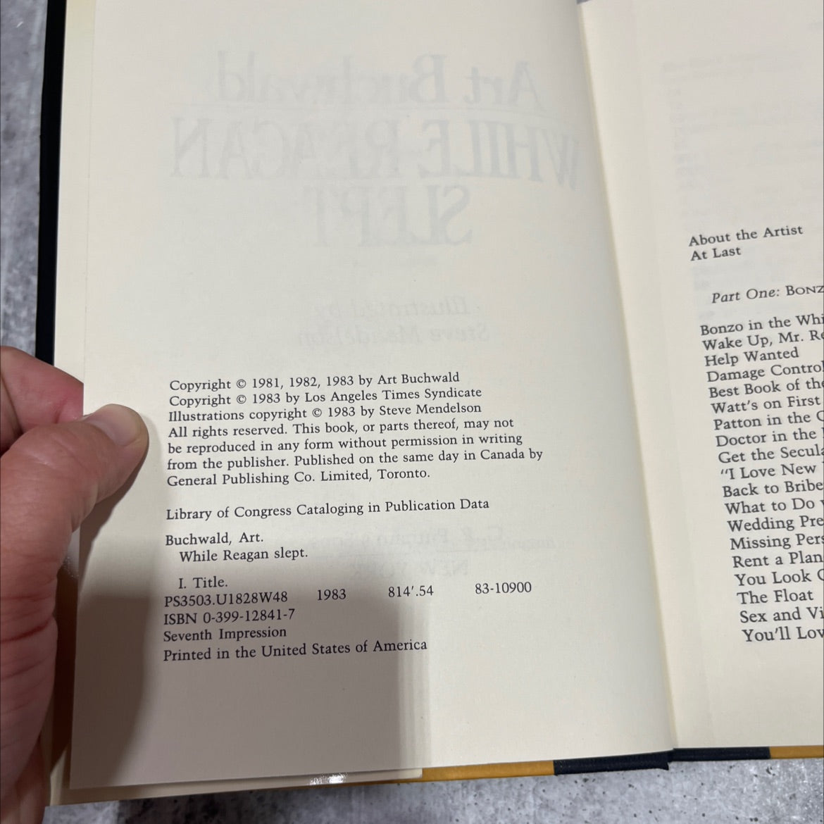 while reagan slept book, by Art Buchwald, 1983 Hardcover image 3