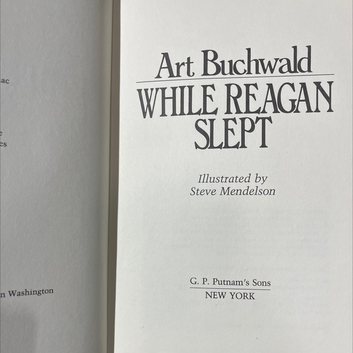 while reagan slept book, by Art Buchwald, 1983 Hardcover image 2