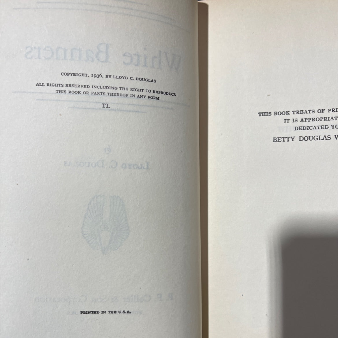 white banners book, by lloyd c. douglas, 1936 Hardcover image 3