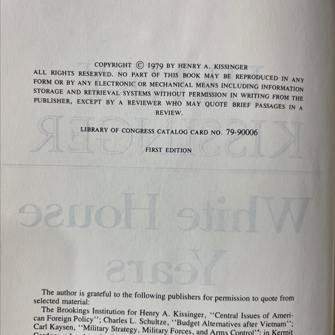 white house years book, by henry kissinger, 1979 Hardcover image 3