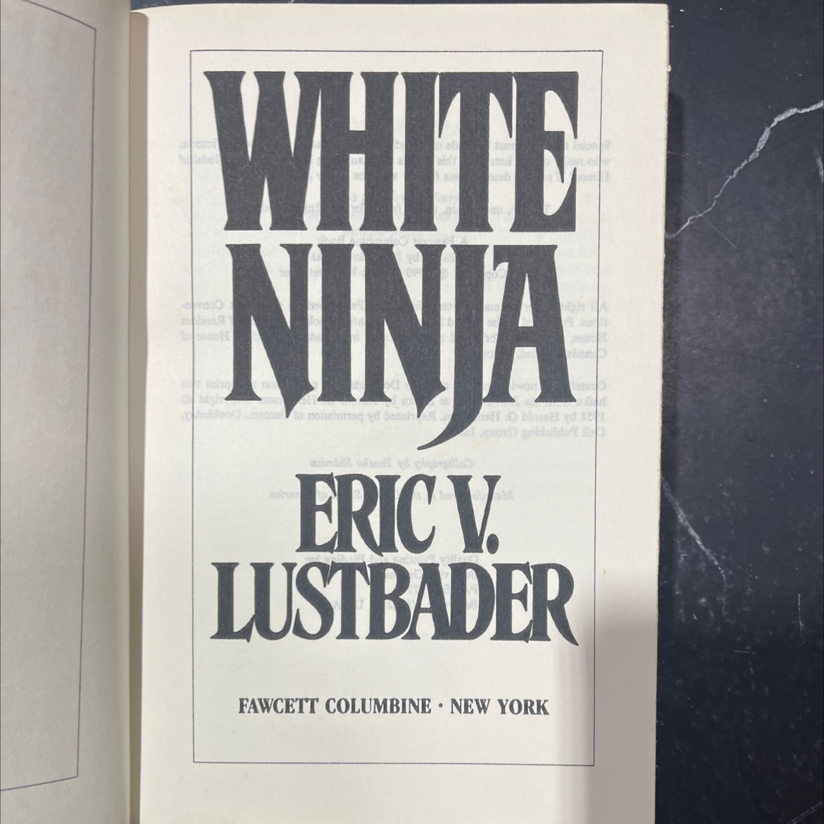 white ninja book, by eric v. lustbader, 1990 Hardcover image 2