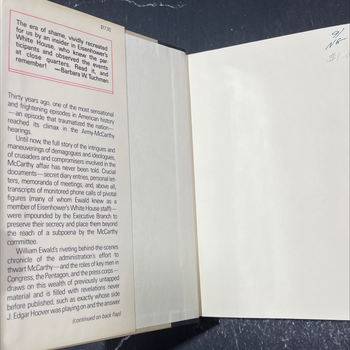 who killed joe mccarthy book, by william bragg ewald, jr., 1991 Hardcover image 4