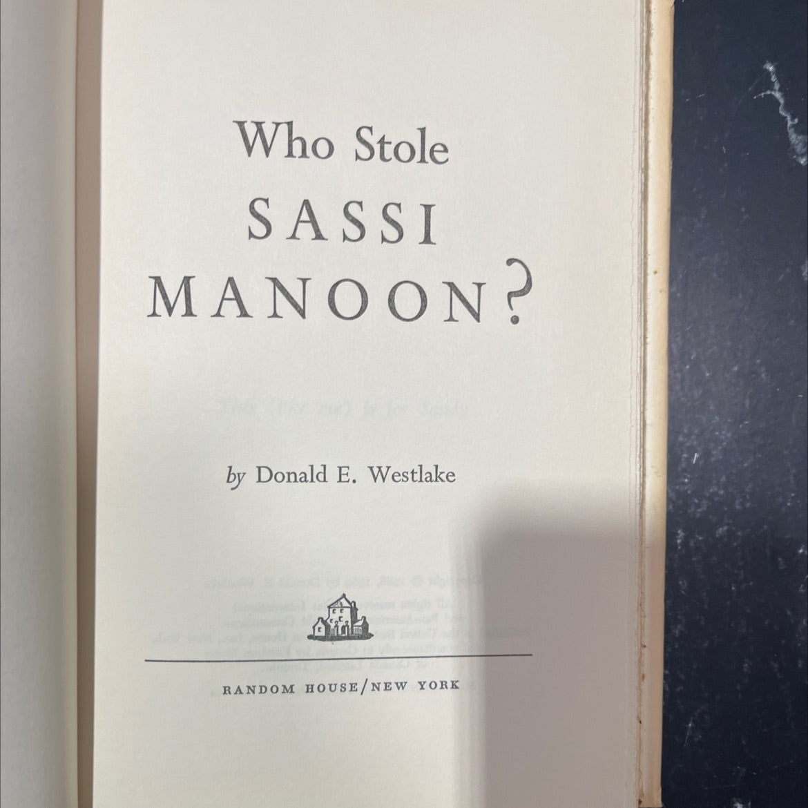 who stole sassi manoons? book, by Donald E. Westlake, 1969 Hardcover image 2