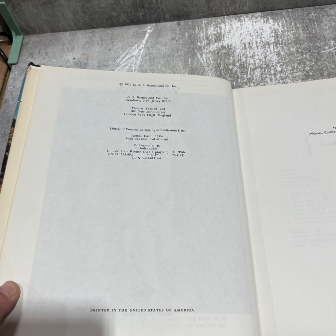 who was that masked man? book, by David Rothel, 1976 Hardcover image 3