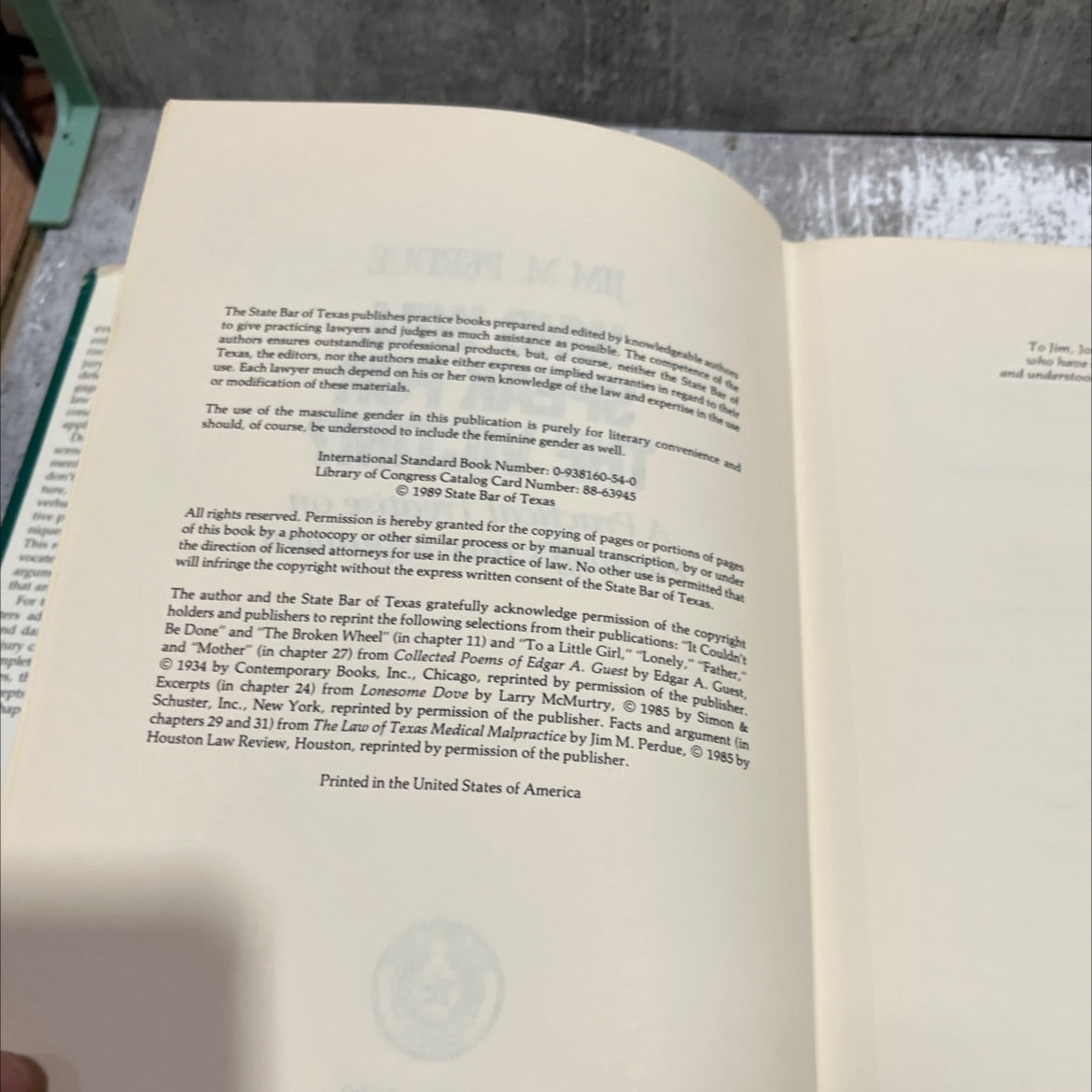 who will speak for the victim? a practical treatise on plaintiff's jury argument book, by jim m. perdue, 1989 Hardcover image 3