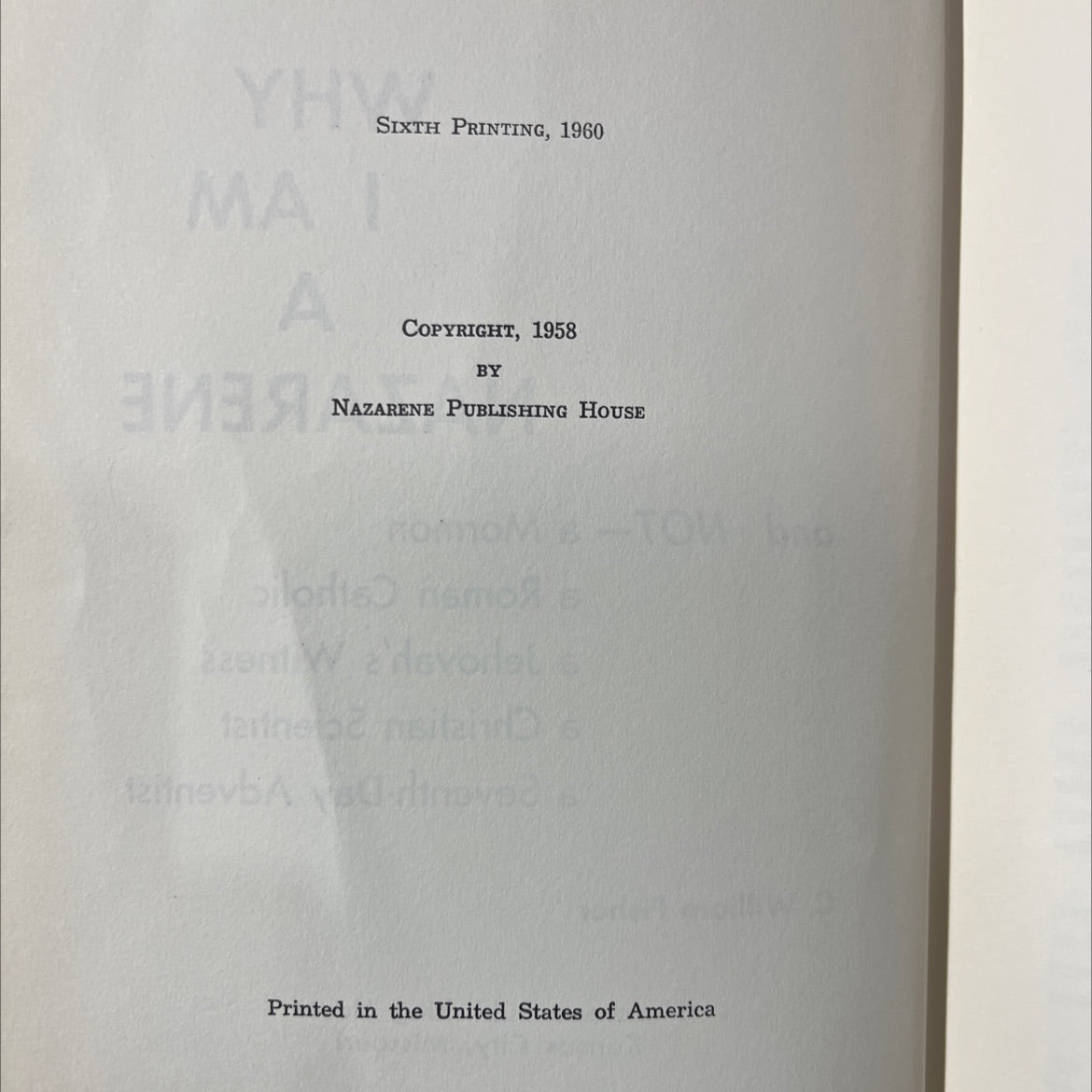 why i am a nazarene and not a mormon book, by c. william fisher, 1960 Hardcover image 3