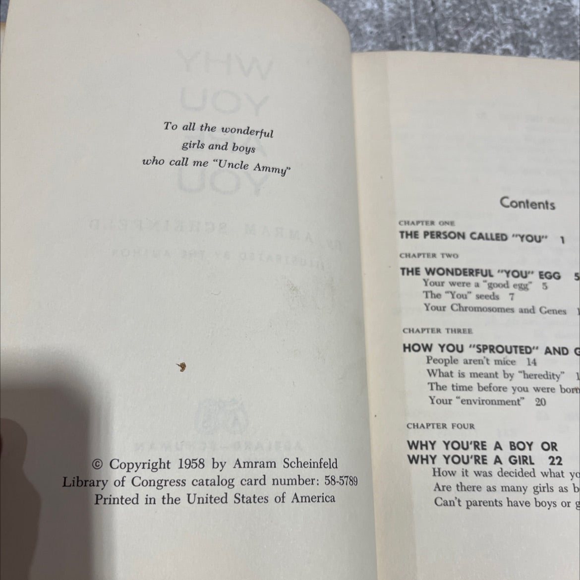 why you are you book, by amram scheinfeld, 1958 Hardcover image 3