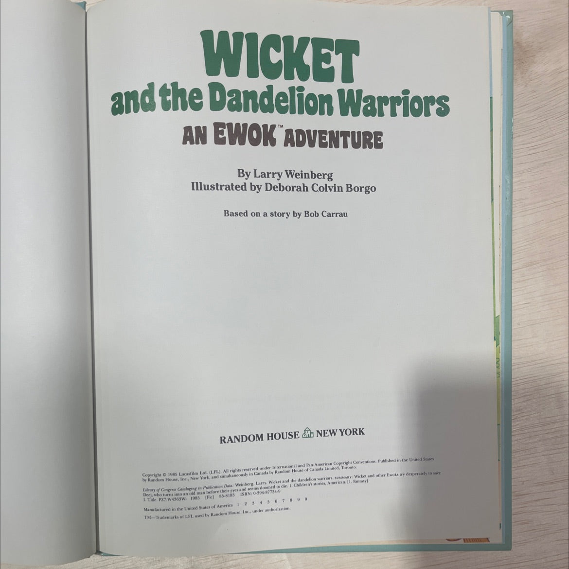 wicket and the dandelion warriors book, by Larry Weinberg, 1985 Hardcover, First Edition, Vintage image 3