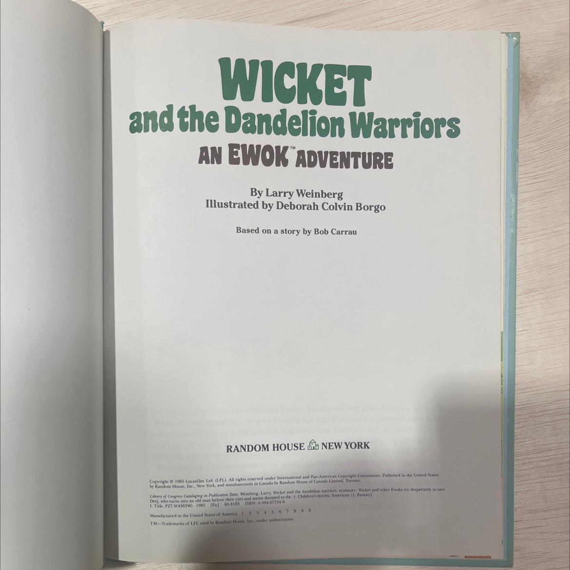 wicket and the dandelion warriors book, by Larry Weinberg, 1985 Hardcover, First Edition, Vintage image 2