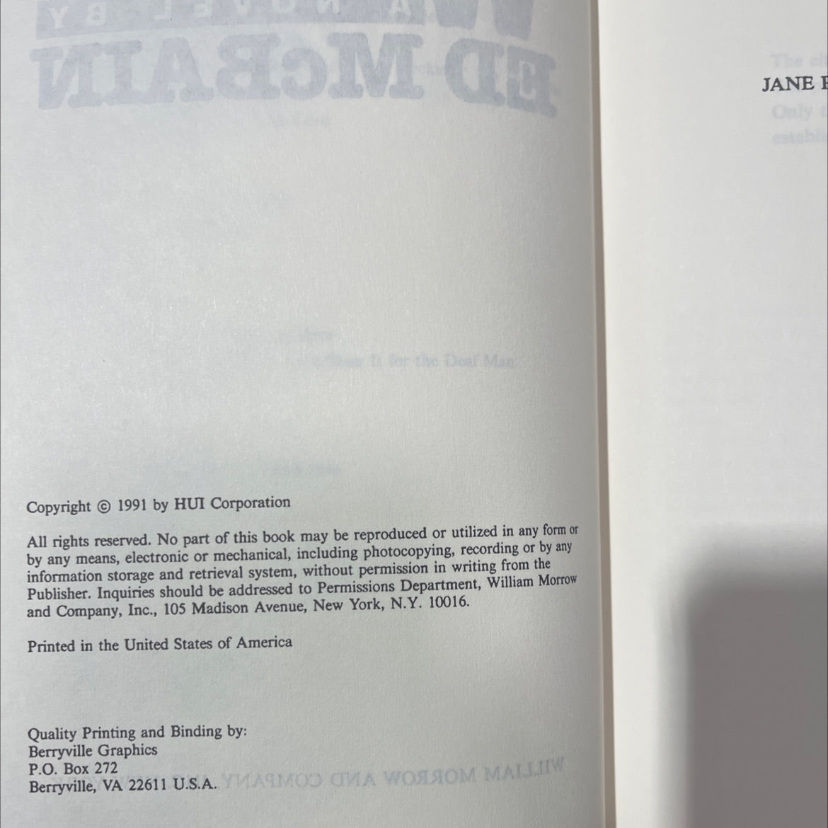 widows book, by ed mcbain, 1991 Hardcover image 3