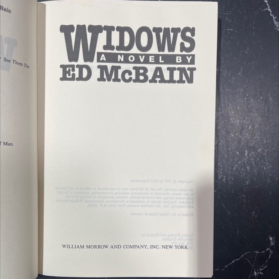 widows book, by ed mcbain, 1991 Hardcover image 2